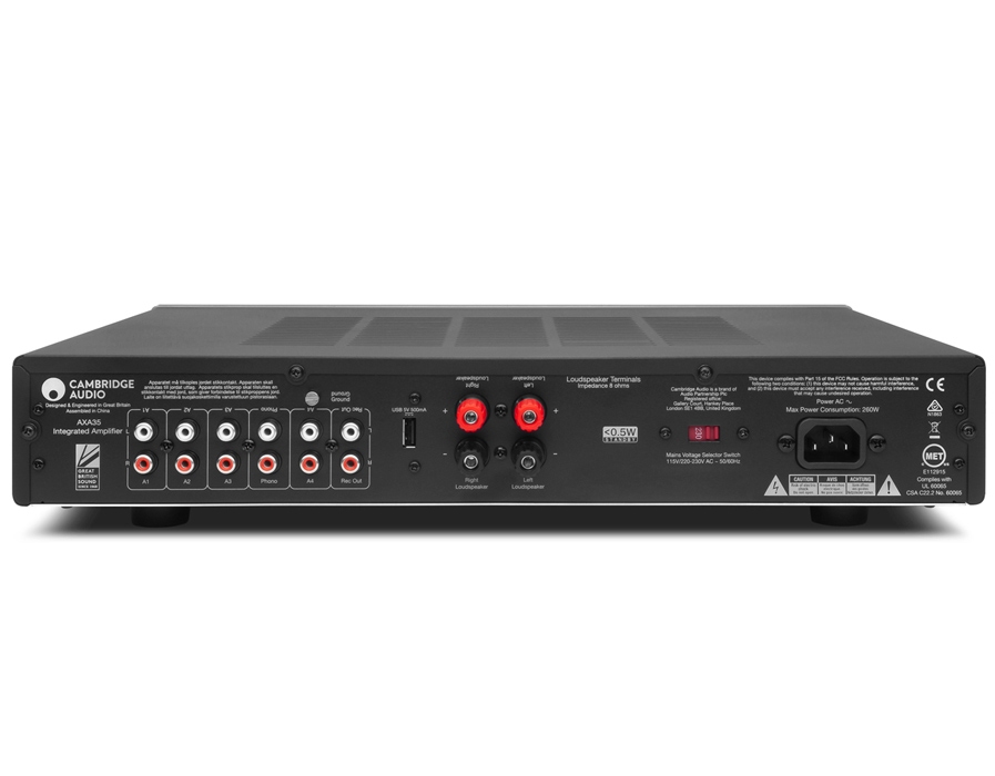 Cambridge Audio AXA35 - wzmacniacz zintegrowany – cambridge Audio AXA35 – widok tyłu z wejściami RCA