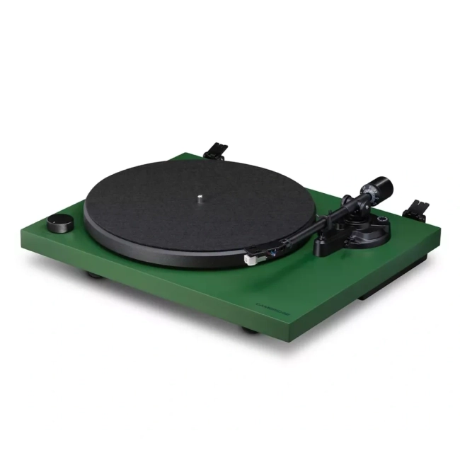 Cambridge Audio L/R S + gramofon Spira Zielony – widok zestawu do winyli