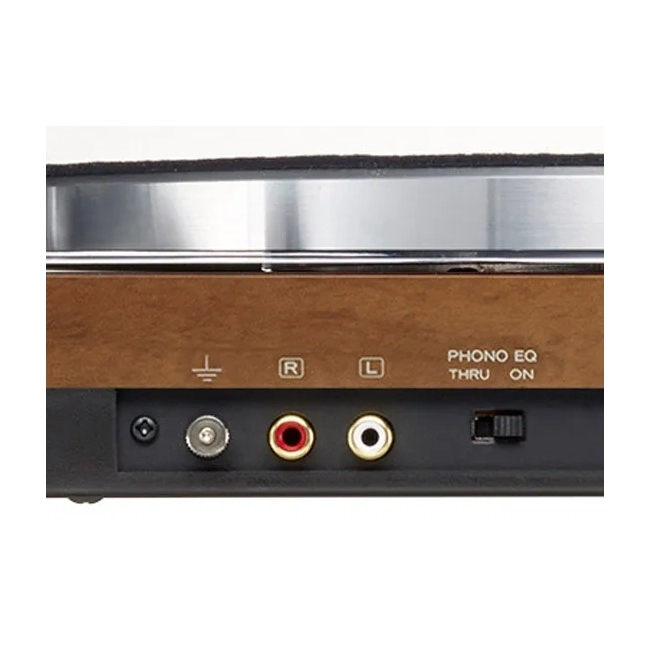 TEAC TN-400BT-X - Gramofon z przedwzmacniaczem i Bluetooth – tEAC TN-400BT-X – Zbliżenie tylnych złącz: uziemienie, wyjścia RCA i