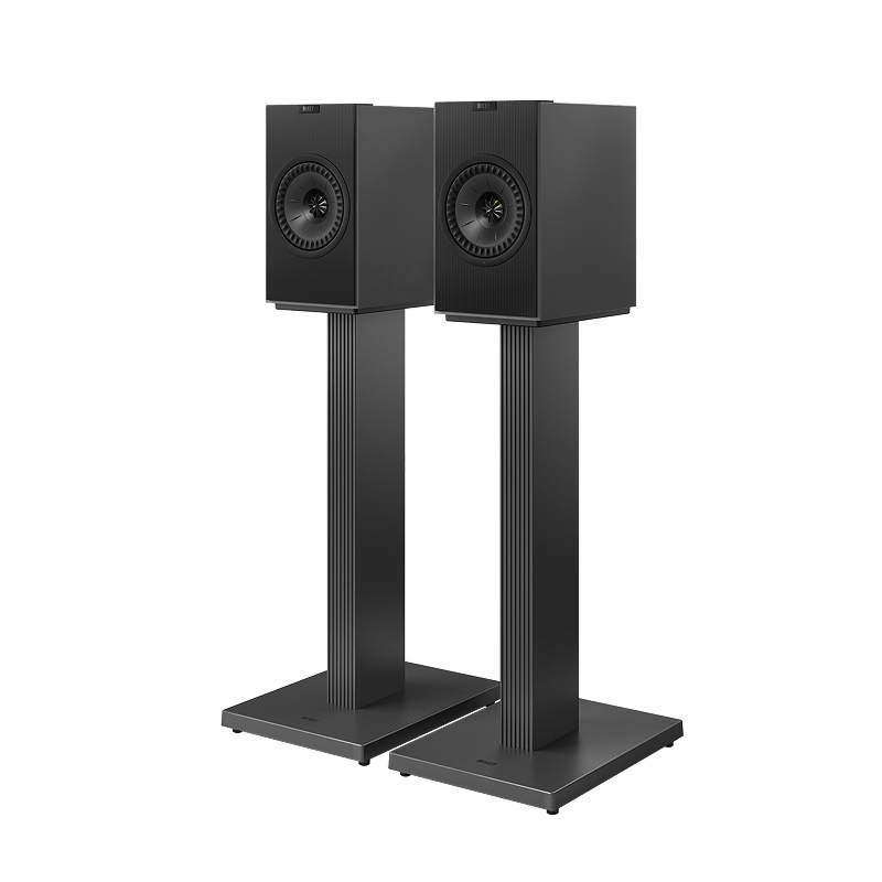 KEF CODA W Dark Titanium - kolumny aktywne – kEF CODA W Dark Titanium – para kolumn ustawiona na